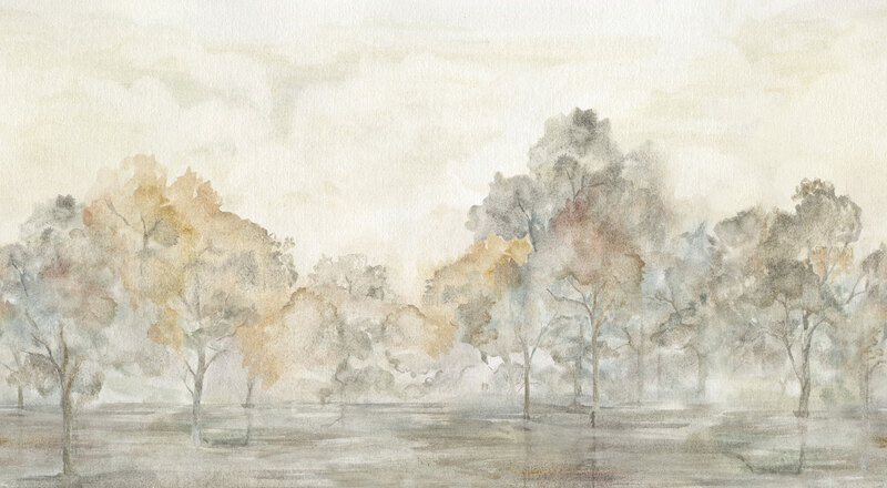Papier peint FORÊT D'AUTOMNE AQUARELLE