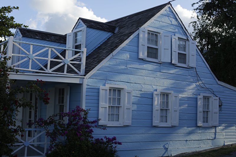 Papier peint Maison bleue