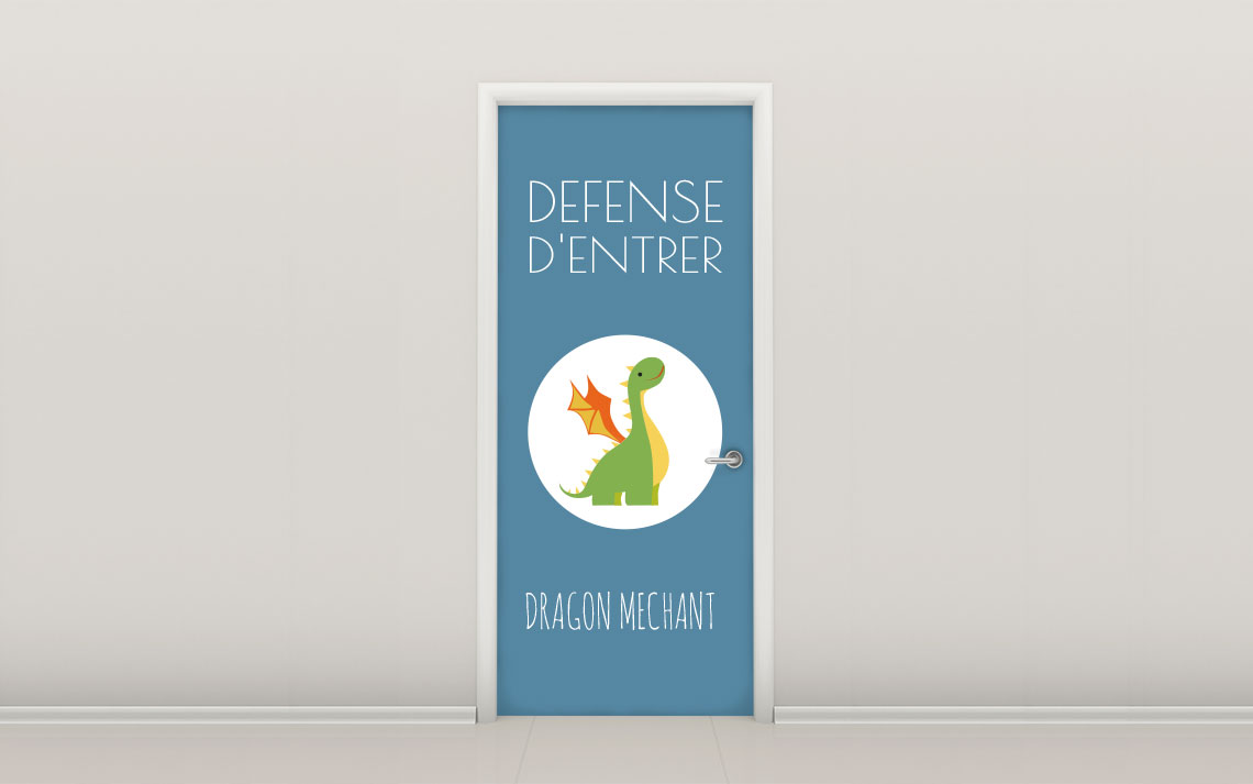 Papier peint Défense d'entrer, dragon méchant